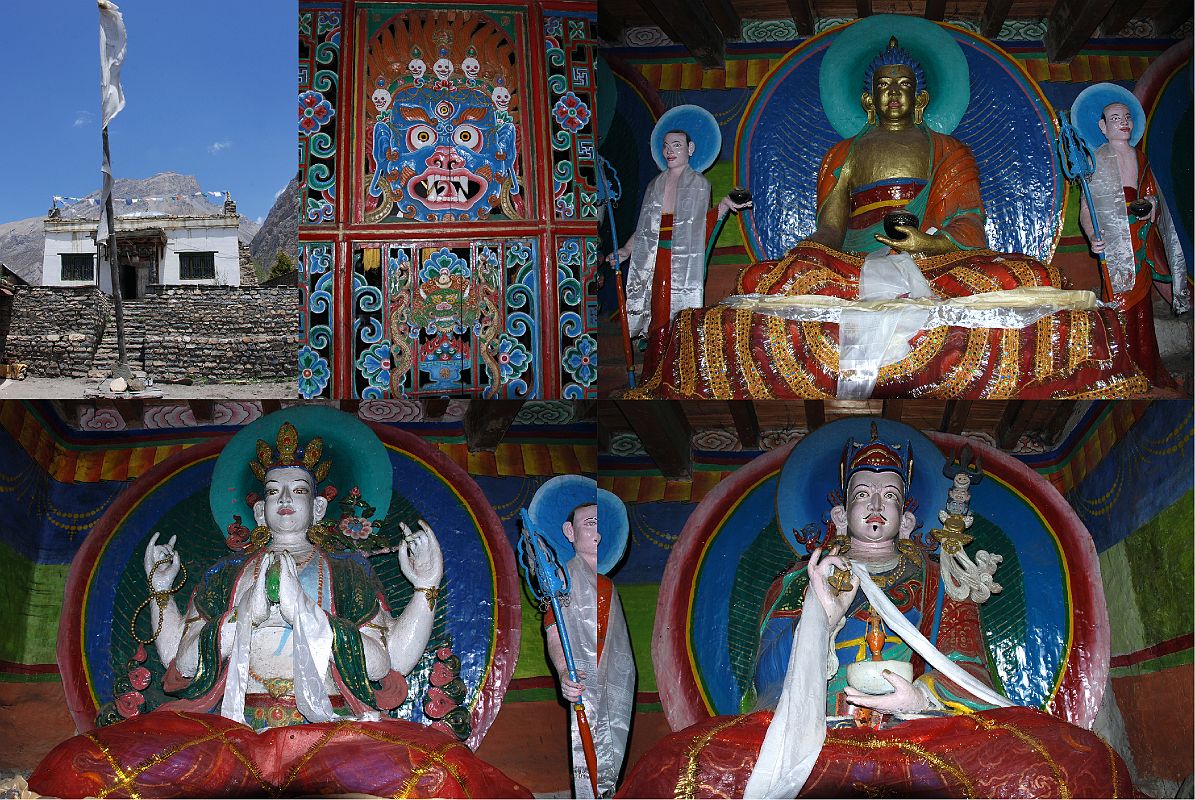 403 Muktinath Sarwa Sangdo Gompa With Statues Of Buddha, Avalokiteshvara And Padmasambhava